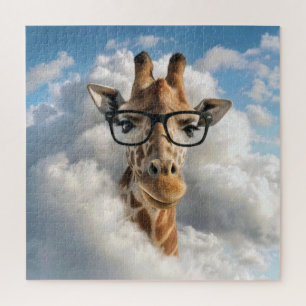 Puzzle Jirafa con gafas negras en la nube