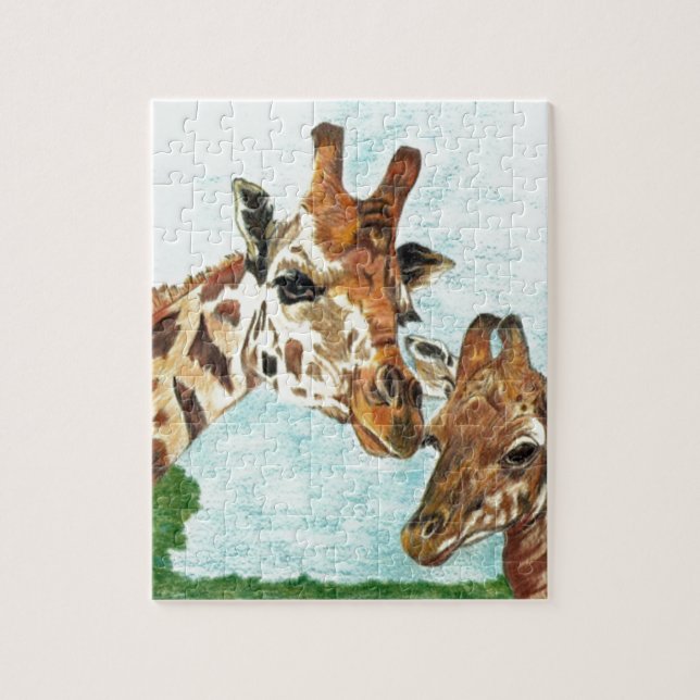 Puzzle Jirafa de la mamá y del bebé (Vertical)
