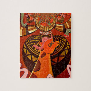 Puzzle Jirafa Divertida: Un Encanto Africano Kaleidoscópi