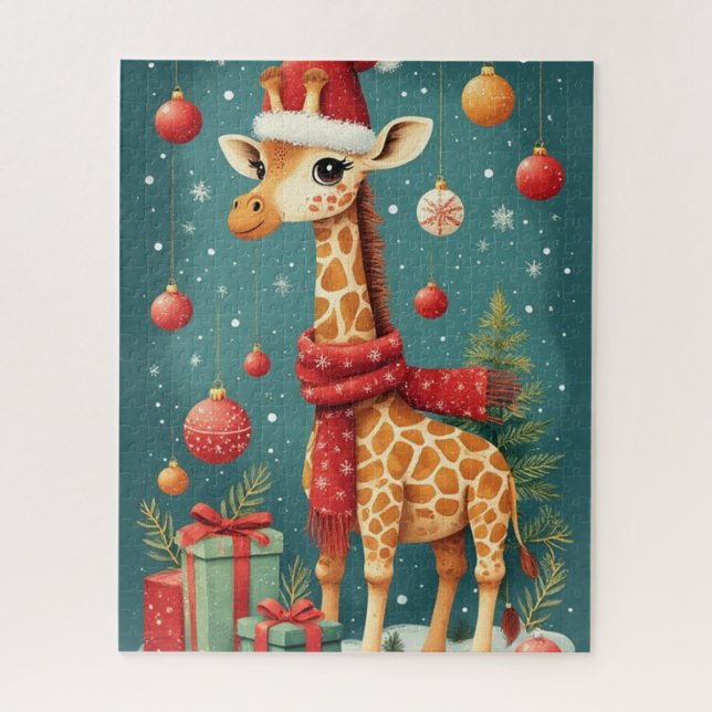 Puzzle Jirafa Feliz Navidad (Vertical)