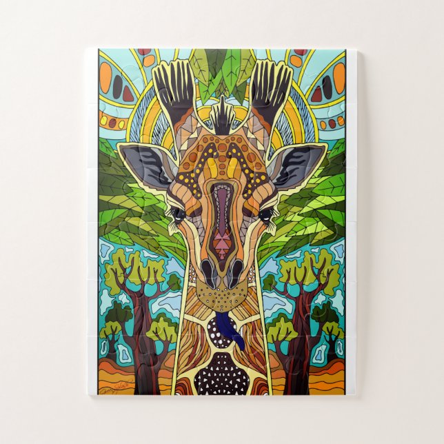 Puzzle Jirafa tribal africana  (Vertical)