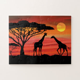 Puzzle Jirafas Atardecer Africano