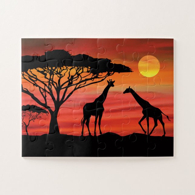 Puzzle Jirafas Atardecer Africano (Horizontal)
