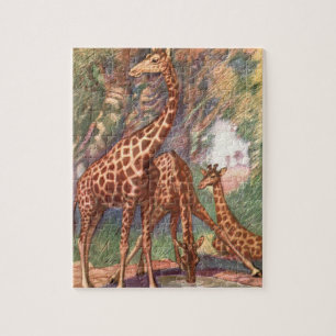 Puzzle Jirafas de Louis Sargent, Animales Africanos Vinta