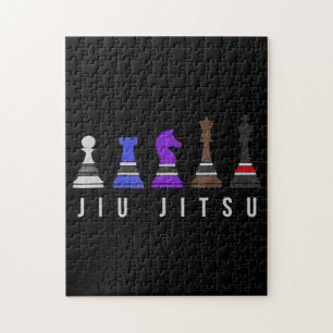 Puzzle jiu jitsu entrenando ajedrez, regalo bjj con te