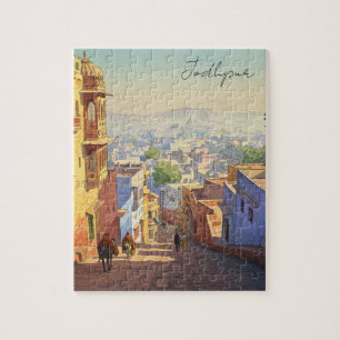 Puzzle Jodhpur India Blue houses Watercolor