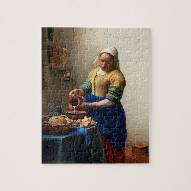 Puzzle Johannes Vermeer. Sirena de leche. Arte fino vinta (Vertical)
