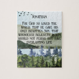 Puzzle John 3 16 Biblia Verse Nature Christian Gift Name