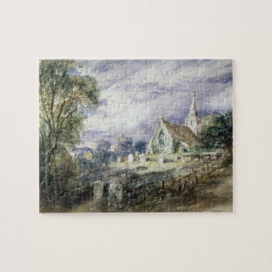 Puzzle John Constable el   alimenta la iglesia de Poges
