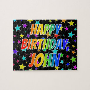 Puzzle "JOHN" Nombre, Diversión "FELIZ CUMPLEAÑOS"