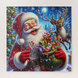 Puzzle Jolly Santa y reno con juguetes Navidades