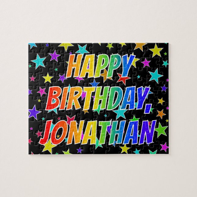 Puzzle "JONATHAN" Nombre, Diversión "FELIZ CUMPLEAÑOS" (Horizontal)