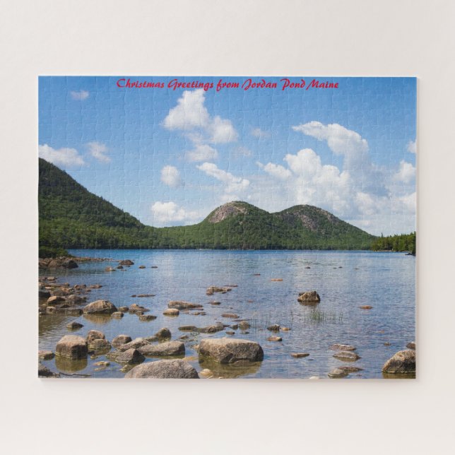 Puzzle Jordan Pond Maine. Felicitaciones de Navidad (Horizontal)