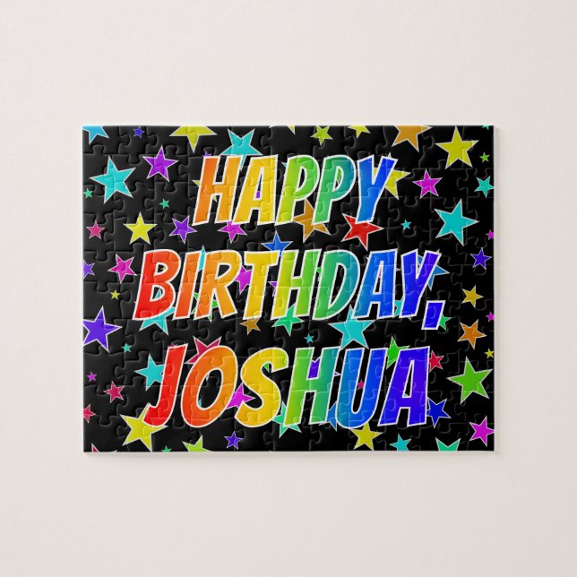 Puzzle "JOSHUA" Nombre, Diversión "FELIZ CUMPLEAÑOS" (Horizontal)