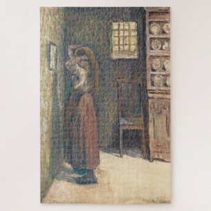 Puzzle Joven Chica campesina haciendo su pelo 1891 - Piss