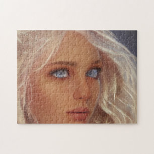 Puzzle Joven con ojos azules rubios retrato