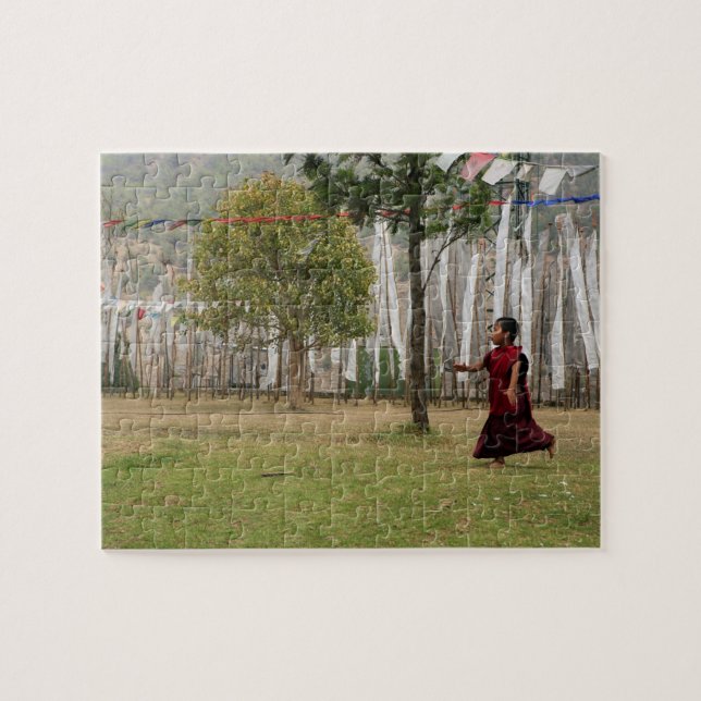 Puzzle Joven monje y banderas de oración (Horizontal)