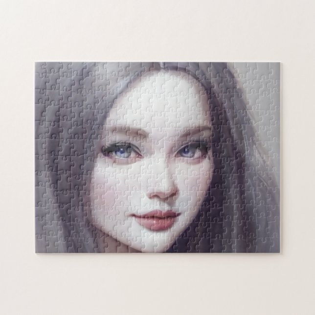 Puzzle Joven mujer joven con los ojos de ojos marrones re (Horizontal)