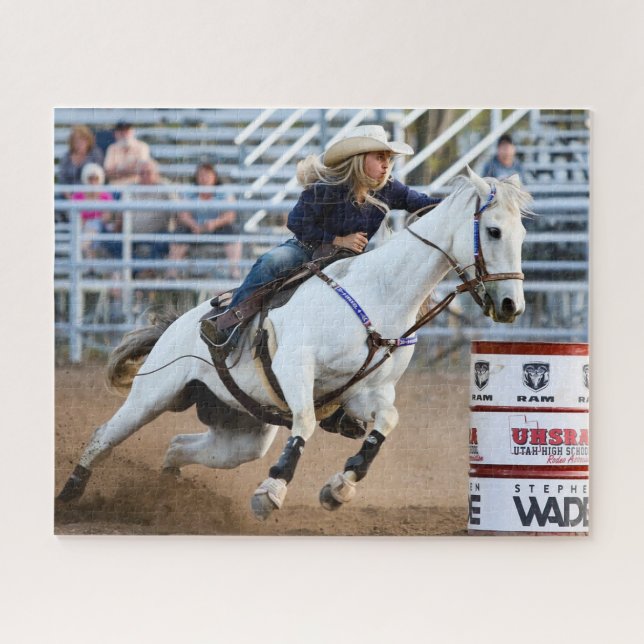Puzzle Joven Rodeo Caballo Barril Deportes Occidentales (Horizontal)