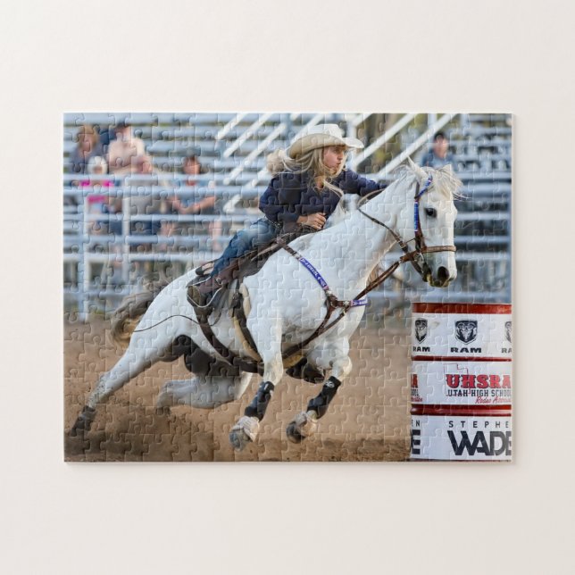 Puzzle Joven Rodeo Caballo Barril Deportes Occidentales (Horizontal)