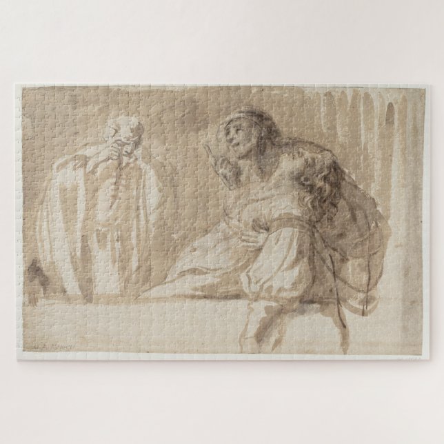 Puzzle Joven señala, sostiene a la mujer inconsciente (Horizontal)