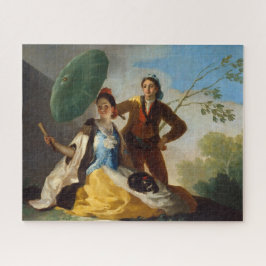 Puzzle Joven sosteniendo un parasol para una dama adinera