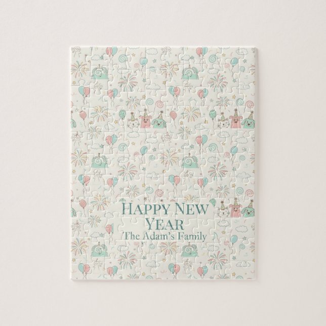 Puzzle Joyful Happy New Year 2026 Kids Custom Name (Vertical)
