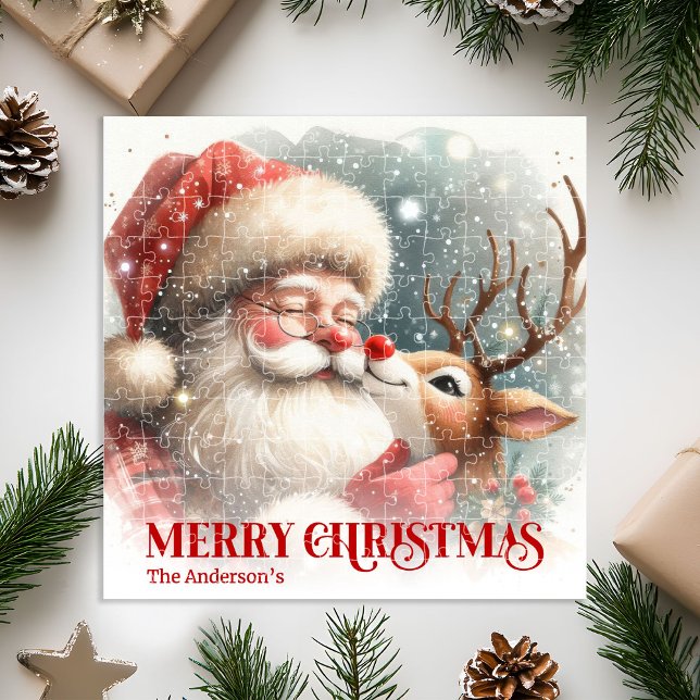 Puzzle Joyful Santa Rudolph Personalized Christmas Kids  (Joyful Santa Rudolph Personalized Christmas Kids Gift Puzzle

)