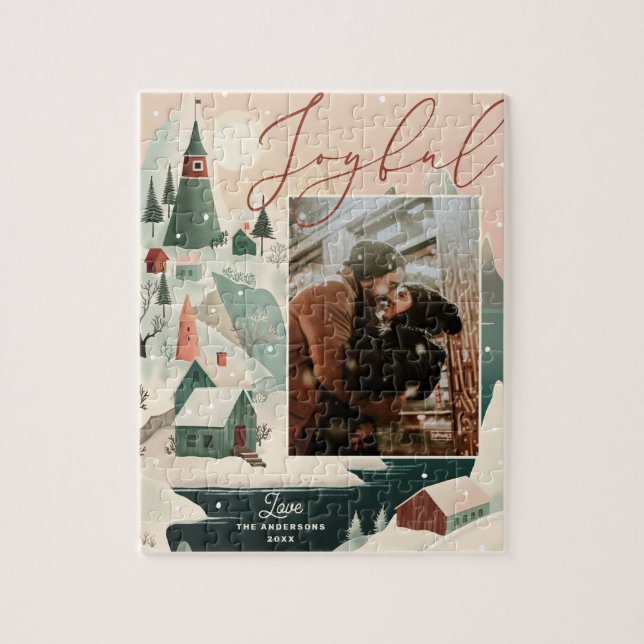 Puzzle Joyos Navidades paisaje montañoso de invierno (Vertical)