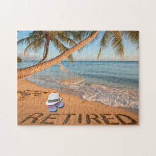 Puzzle Jubilado Escrito en la Arena Playa Tropical de Flo