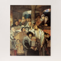 Judíos rezando en la sinagoga de Yom Kippur
