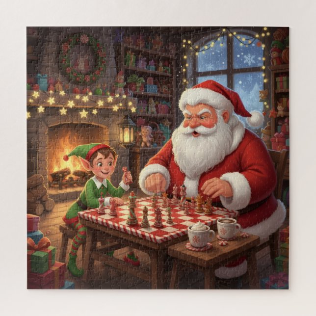 Puzzle Juego de ajedrez de Santa y duende Navidad (Vertical)