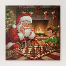 Juego de ajedrez de Santa y duende Navidad