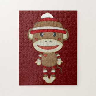 Puzzle Juego de diversión Sock Monkey Retro Family