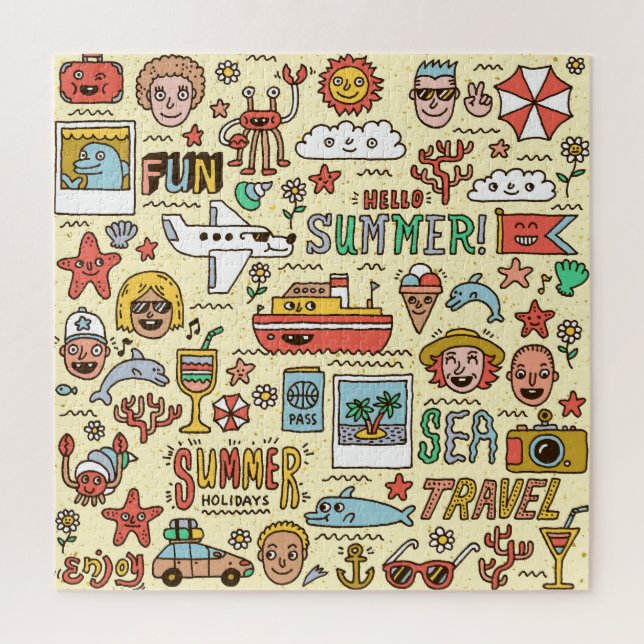 Puzzle Juego de Doodle de vacaciones de verano (Vertical)