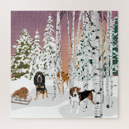 Puzzle Juego de Nieve de Coonhound