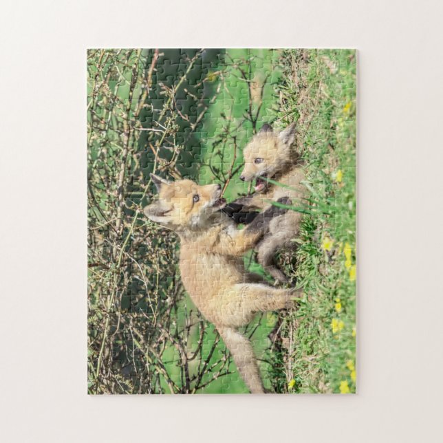 Puzzle Juego de Red Fox Kits (Vertical)
