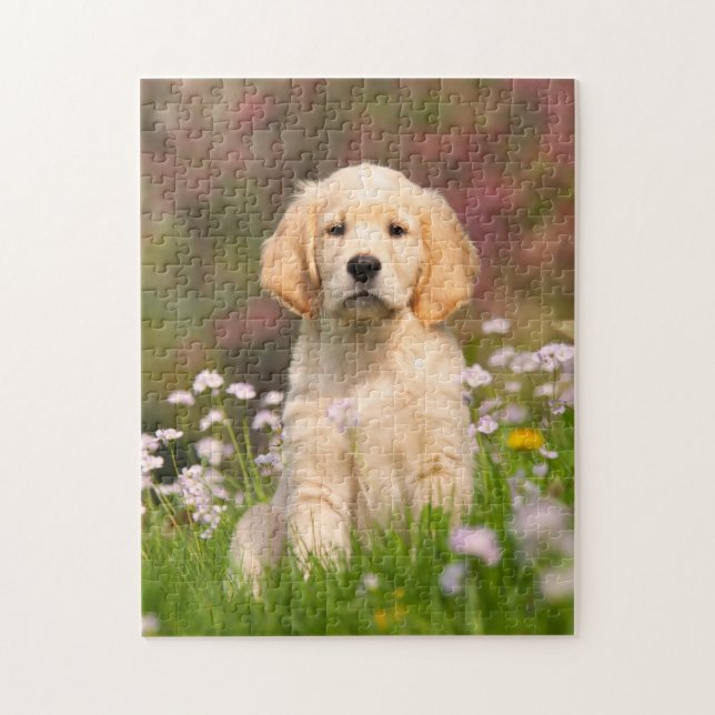 Puzzle Juego lindo 11x14 del perrito del perro del golden (Vertical)