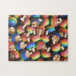 Puzzle Juegos divertidos de juguetes con hilatura de mari<br><div class="desc">Este divertido diseño presenta techos giratorios de color arcoiris de madera #tops #jigsawpuzzle #navidades #medias stuffers</div>