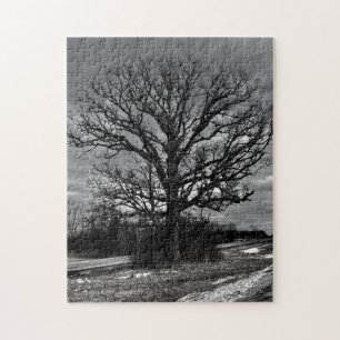 Puzzle juegos, juguetes, blanco y negro El árbol viejo