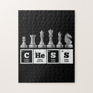 Puzzle jugador de ajedrez divertido geek sistema periódic