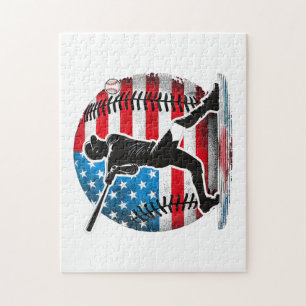 Puzzle Jugador de béisbol americano bateador con Estados