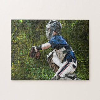 Puzzle Jugador de béisbol que coge una bola