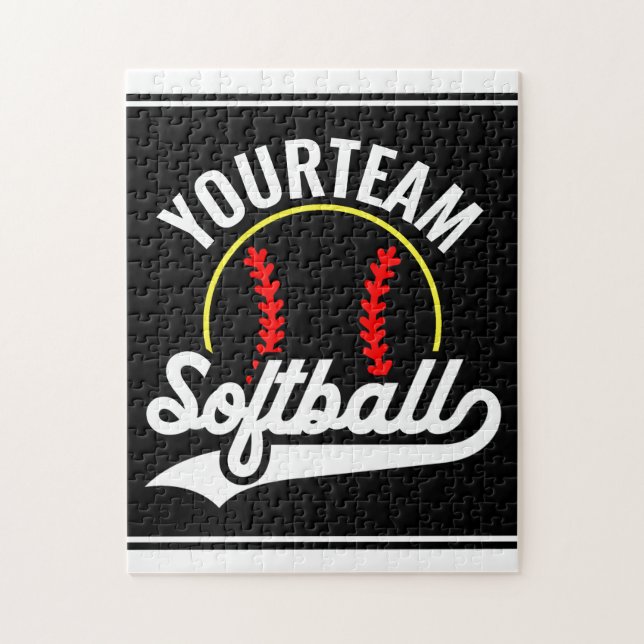 Puzzle Jugador de Equipo de Softbol ADD NOMBRE Personaliz (Vertical)