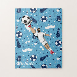 Puzzle Jugador de fútbol azul Modelo de bola Niños Nombre