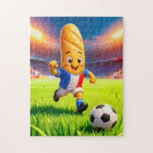 Jugador de fútbol baguette francés en acción en el