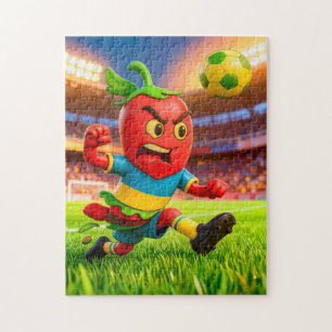 Puzzle jugador de fútbol con chile ají en el estadio