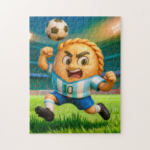 Puzzle jugador de fútbol empanada argentina saltando para