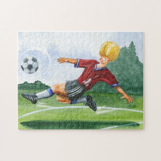 Puzzle Jugador de fútbol pateando una pelota por Jay Thro (Horizontal)
