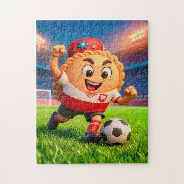 Puzzle jugador de fútbol pierogi polaco en un brillante c (Vertical)